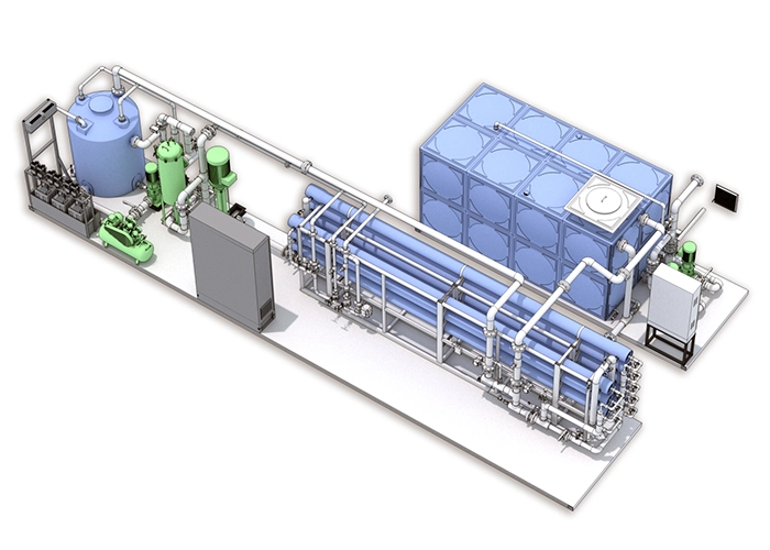 modular water treatment reverse osmosis system rendering